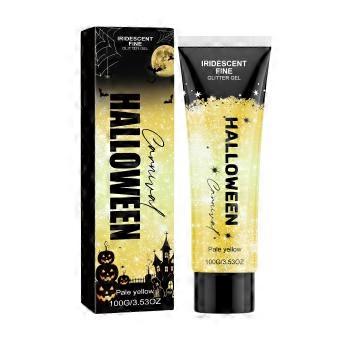Glitter Gel(Pale Yellow) Halloween Party Face And Body Collarbone Makeup Light Yellow Glitter Gel_gxz