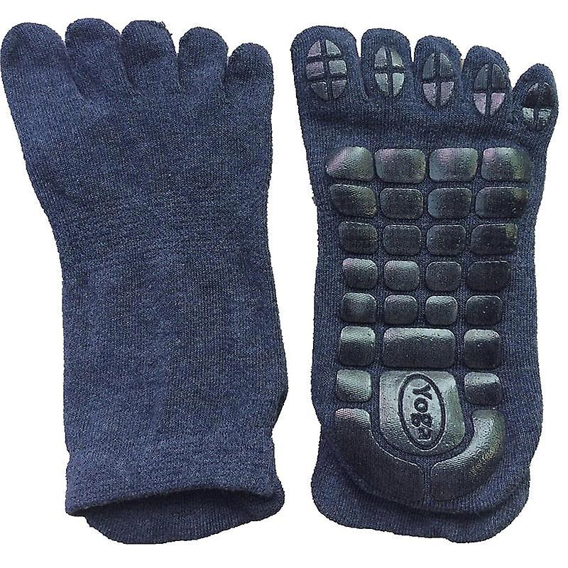 3 Pairs Men's Non-slip Cotton Yoga Socks With Five Toes - Good Grip For Pilates, Fitness, And Sports