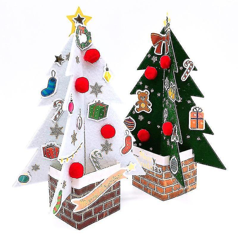 Greeting 3d Greeting Tree Greeting Felt Cloth Sticker New Year (red)