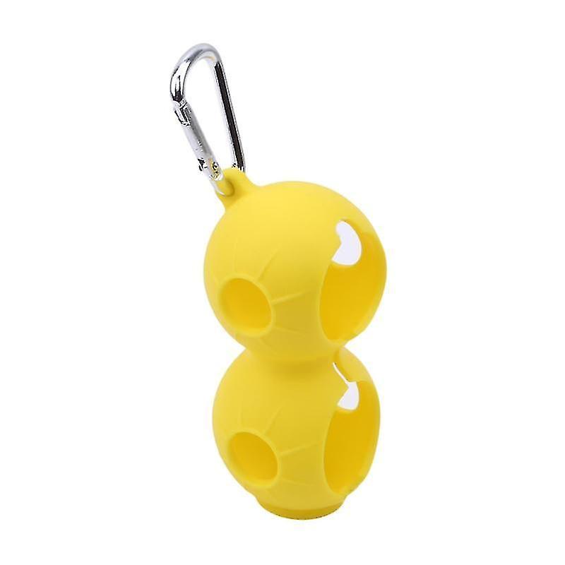 Yellow Golf Ball Protective Cover Soft Silicone Waist Holder Double Layer