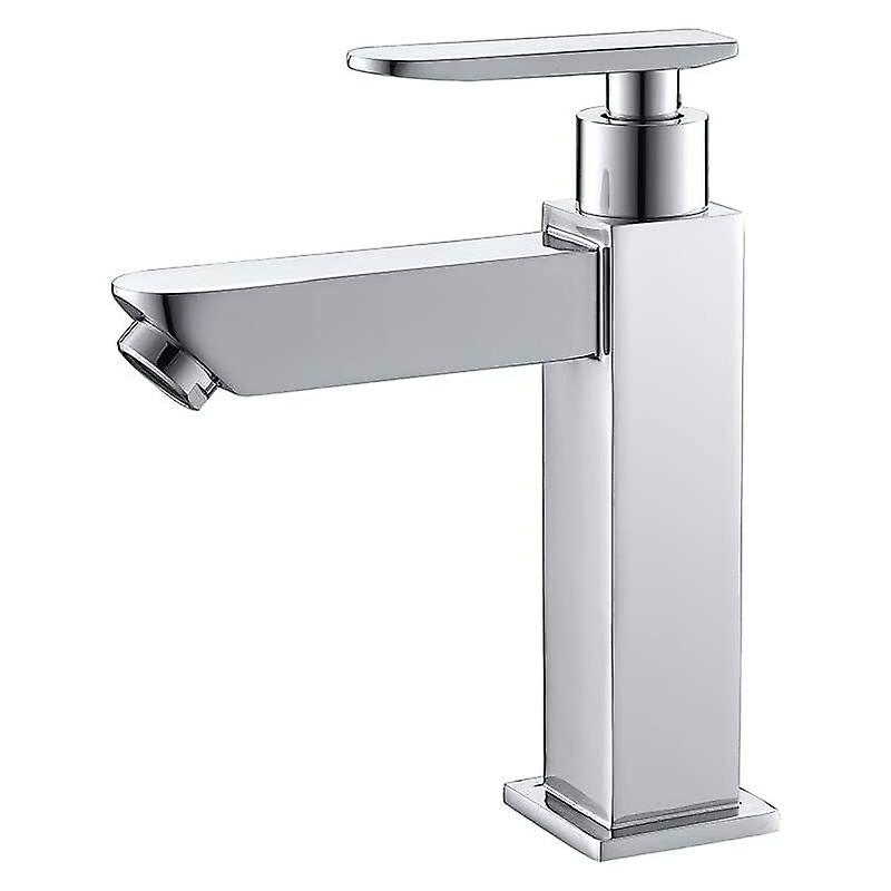 Bathroom Faucet Cold Water Only Sink Faucet Durable Copper Chrome Surface Hand Wash Faucet Ceramic Cartridge Aerator Removable Convenient for Cleaning