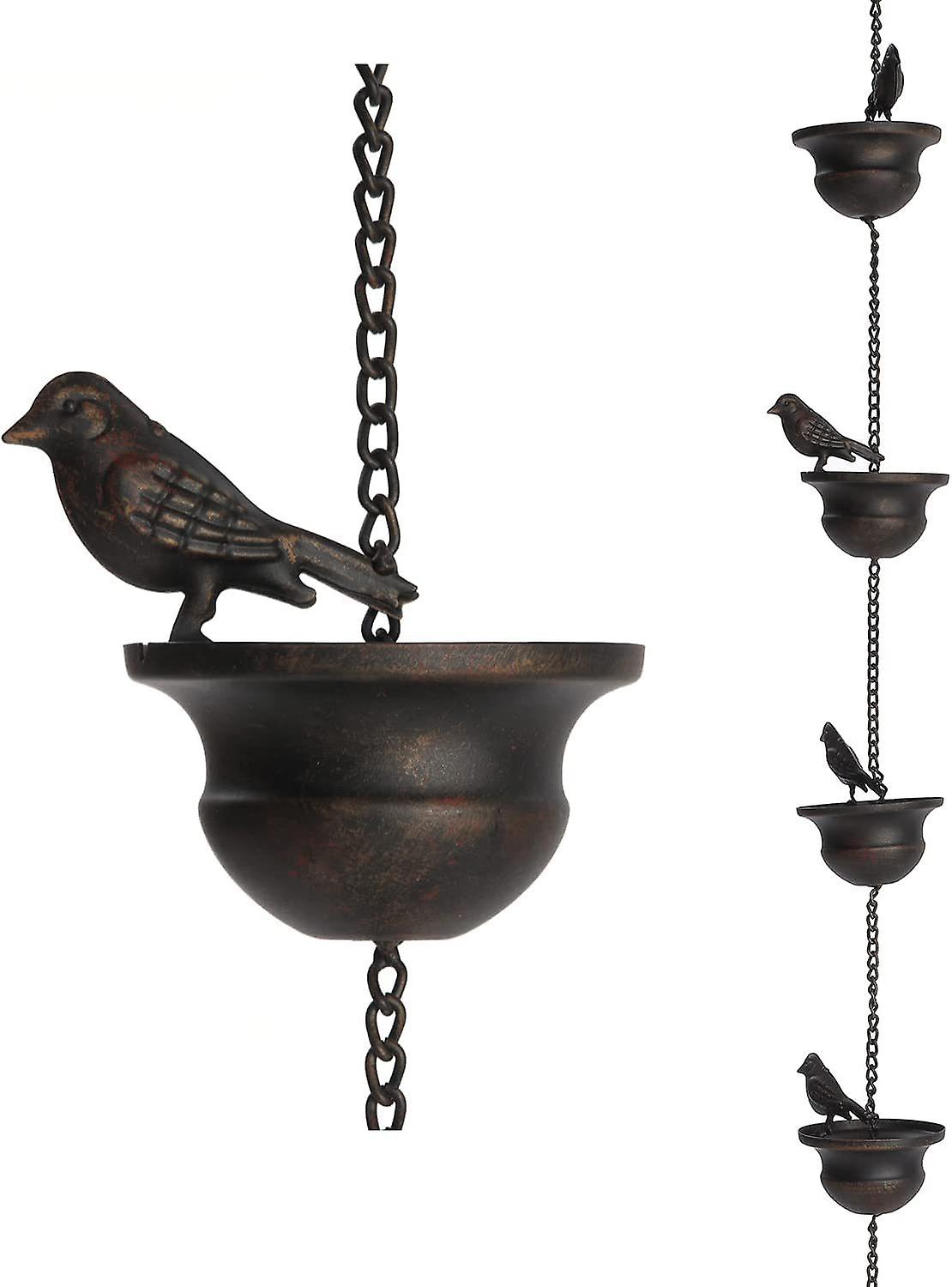 Decorative Rain Chain - Rain Chain for Gutters, Movable Rain Chain Birds on Tumbler 2.4m, Beautiful Bird Design Gutter Decoration