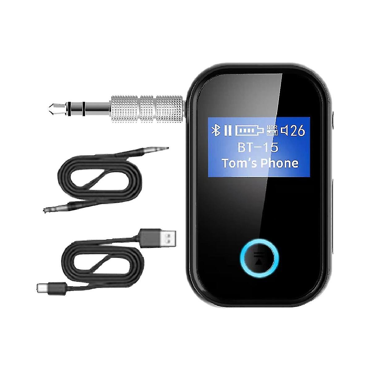 Bluetooth Adapter With Screen Car Wireless 5.0 Bluetooth Receiver With 3.5mm Audio Cable