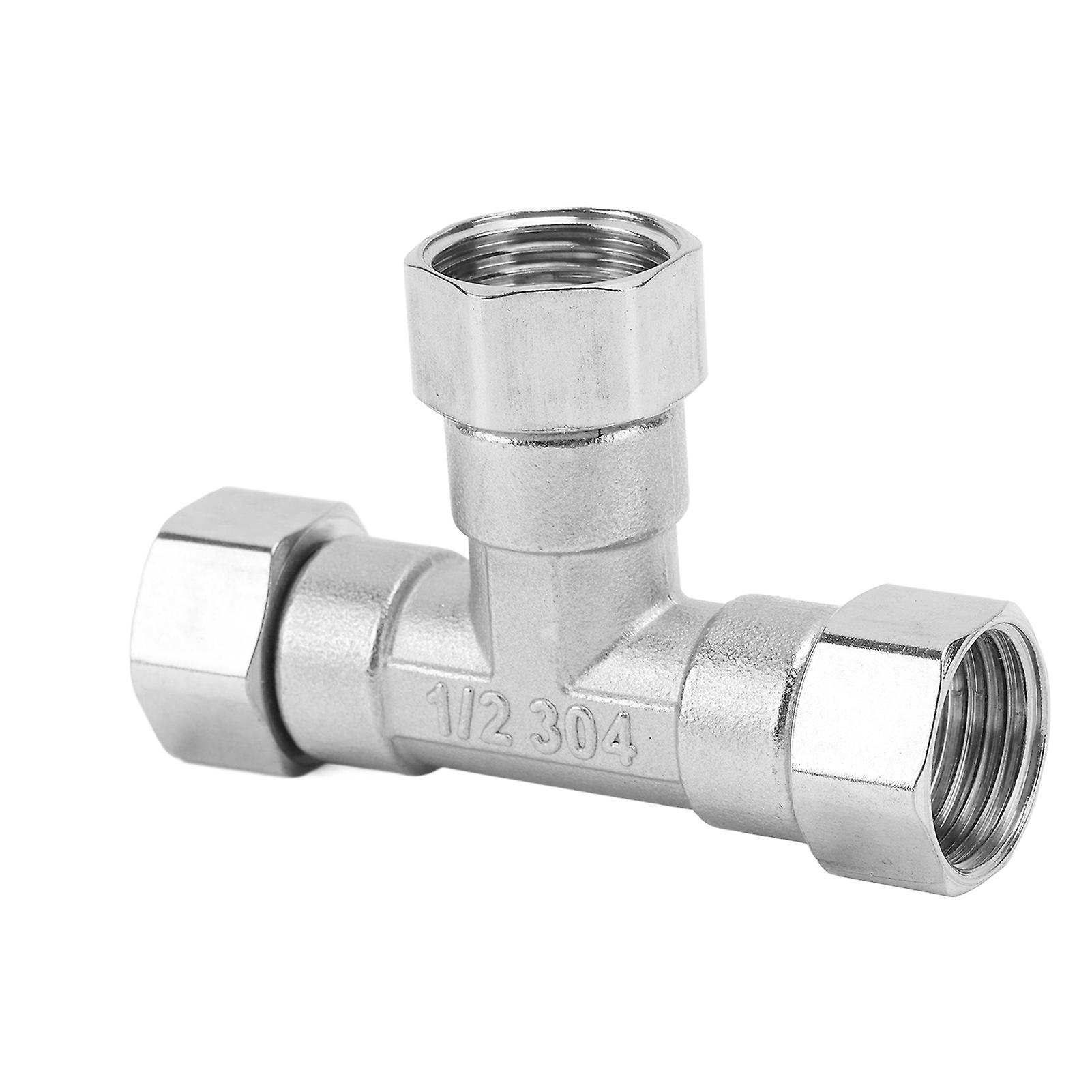 Pipe Fitting 3 Way Tee 304 Stainless Steel Hose Connector Pipeline Adapter G1/2 for Water Air Female Thread