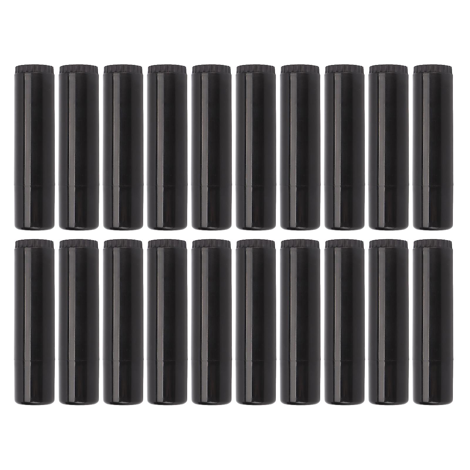 20pcs Empty Lip Balm Tube Rotating Type Plastic Refillable Lipstick Container for DIY Solid Perfume Glue Black