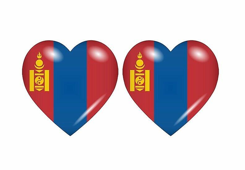 2x Stick sticker heart flag MN Mongolia