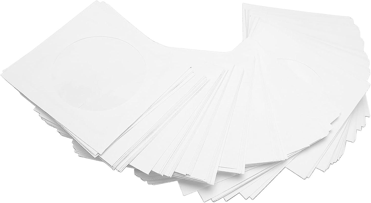 100 Pack CD DVD Sleeves Envelopes, Thick Reusable Dustproof Disc Sleeves with Clear Window, for 8cm