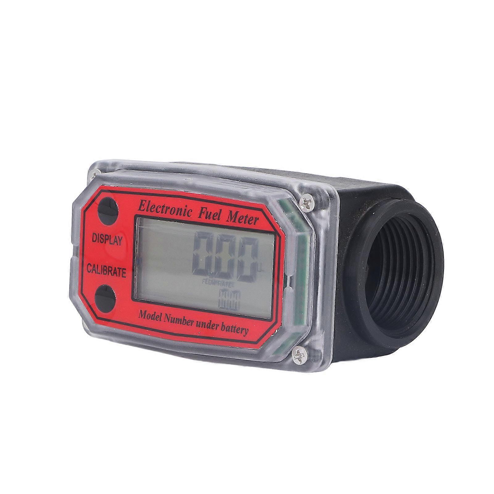 1.3" Electronic Turbine Fuel Flow Meter Digital Display Gear Fuel Meter with 2.3-3.3V Battery Red