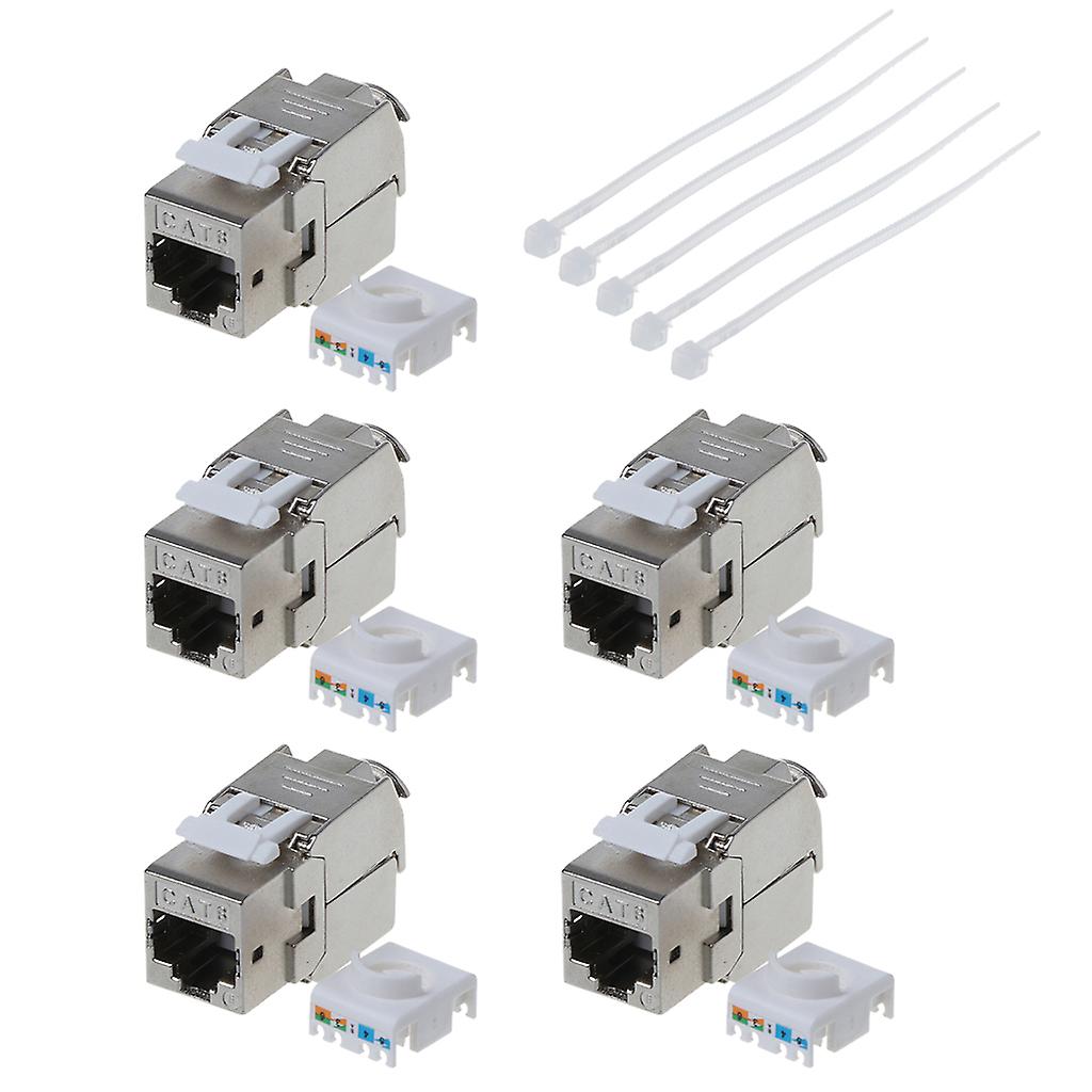 5 Pcs Cat6 Cat6A Keystone Jack RJ45 to LSA FTP Zinc Alloy Module Shielded