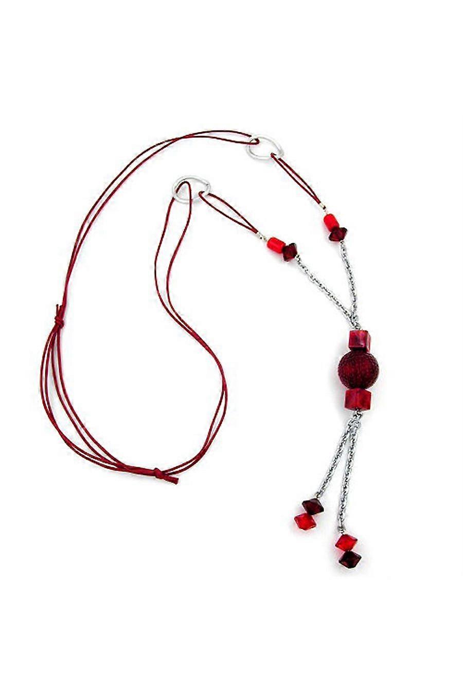 Necklace Red Beads 90cm - Gl02782