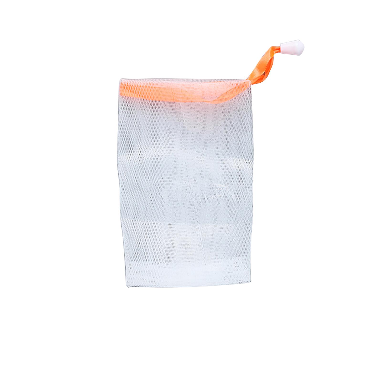 Exfoliating Mesh Drawstring Bubble Foaming Net Soap Bag Facial Body Cleaning Tool(Orange)