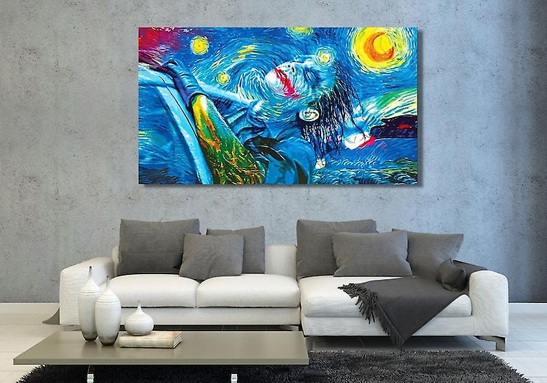Joker Nuit étoilée Toile Art mural / Salle à manger / Art mural extra large / Van Gogh peinture / Art mural de luxe / Affiche de bande dessinée / Prêt à accrocher Toile-ouyaa1782