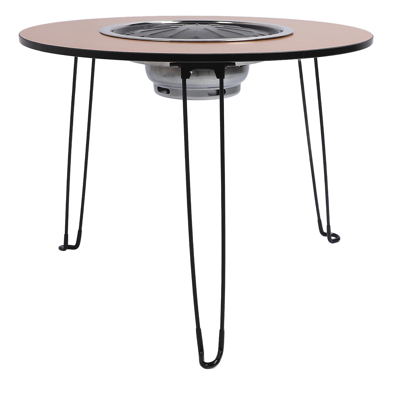 8 Piece Set Wood Fire Pit Table Folding Portable Burning Firepit for Outdoor Camping Indoor Grilling Tea Brewing