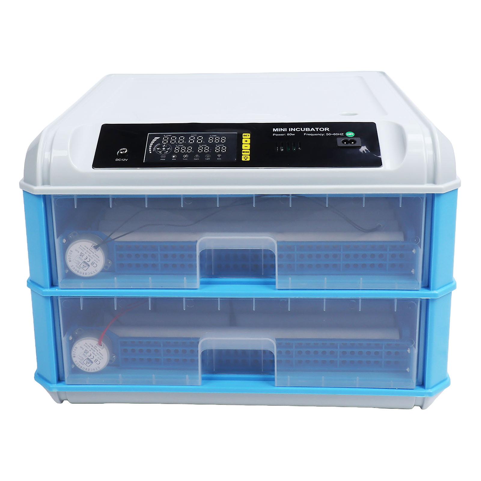 Egg Incubator Auto Turning Water Adding Temperature Control 128 Eggs Hatching Incubator Dual Power US Plug 110V