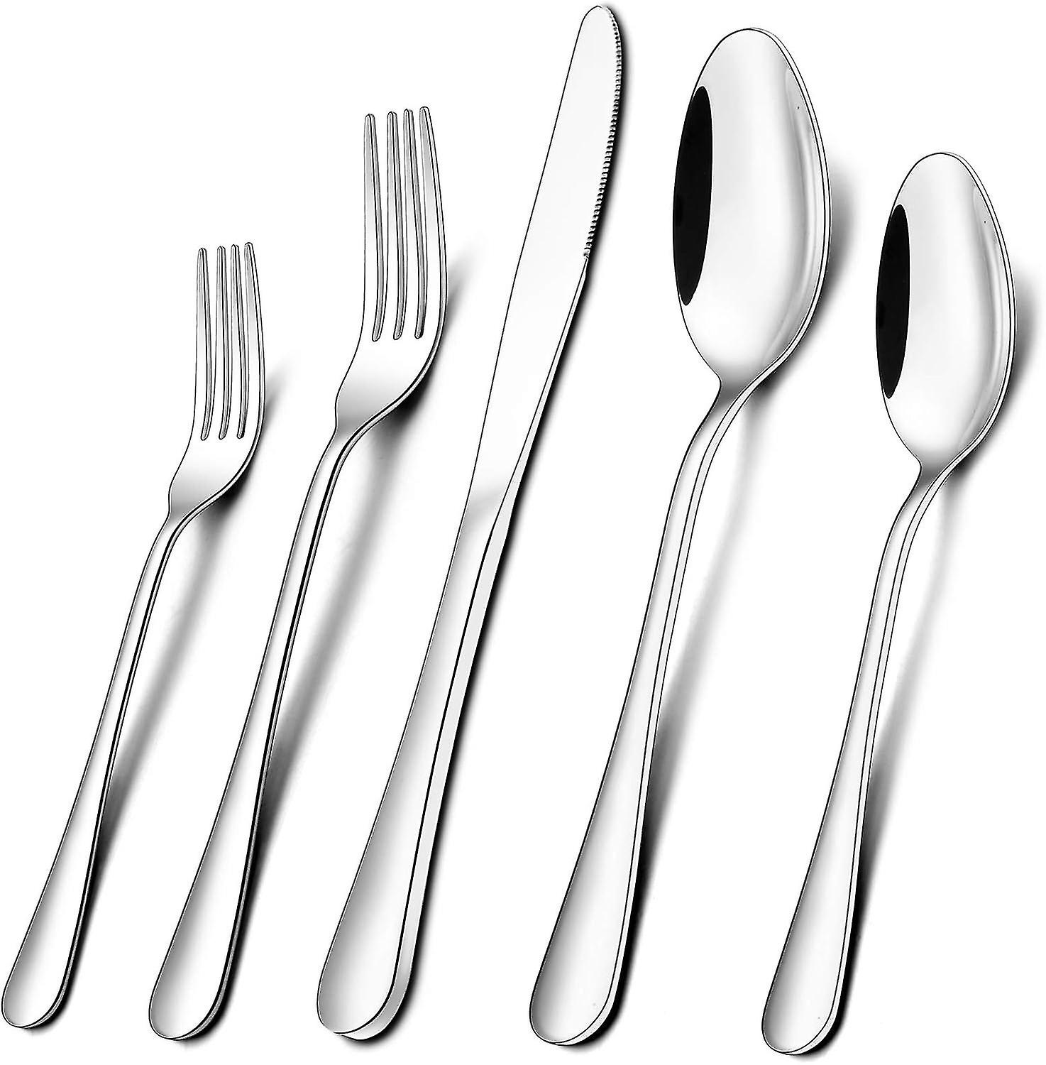 5-Piece Silverware Set, Stainless Steel Flatware Cutlery Set Service for 8, Tableware Eating Utensil