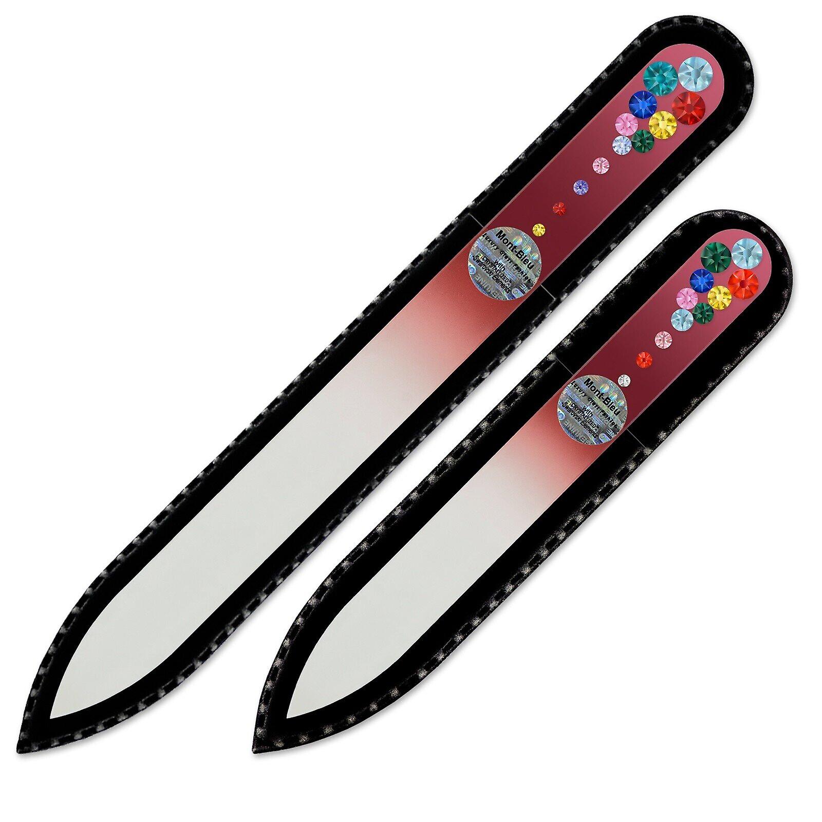 A set of 2 Marbles Glass Nail Files with Swarovski crystals MC-MS - Cayenne Red