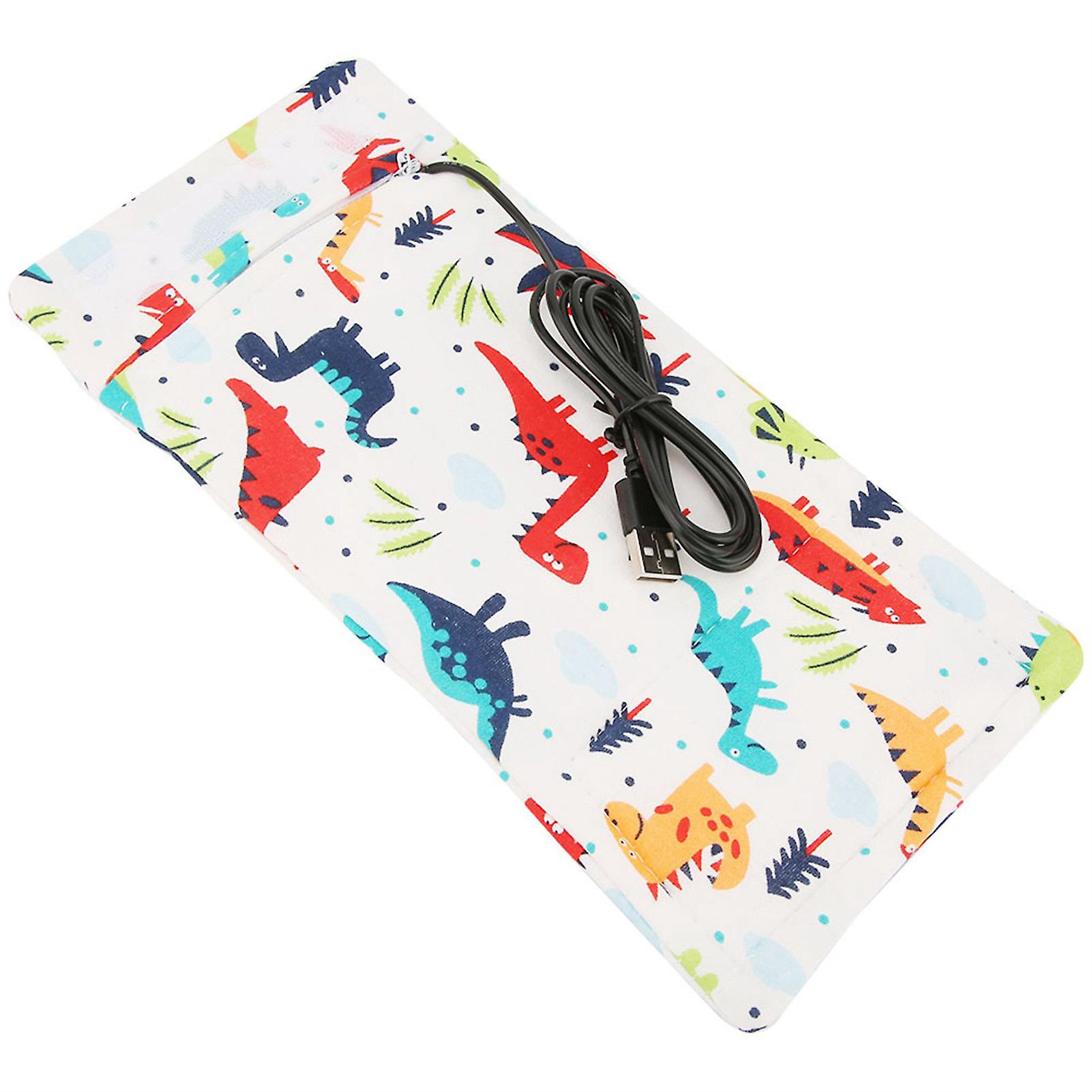 USB Baby Bottle Warmer Cover 28x13cm Dinosaur Pattern Insulation