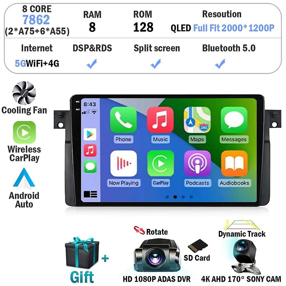 Android 13 Auto Car Radio For Bmw E46 M3 1998 - 2006 Multimedia Video Player 2din 4g+wifi Gps Navigation Carplay Head Unit Qled