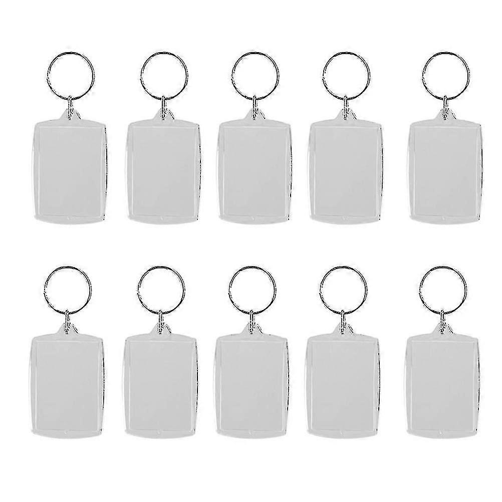 10pcs Blank Insert Photo Picture Frame Split Ring Keychain 5*3.3cm