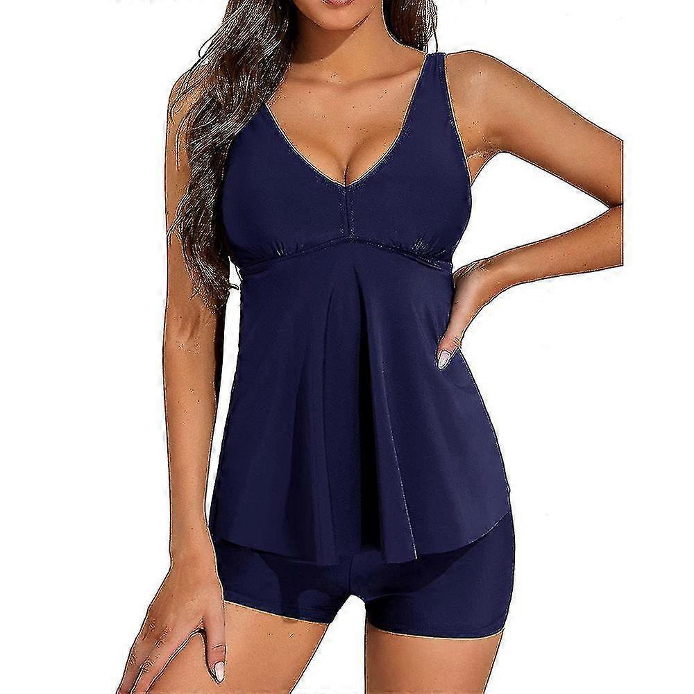 Dam Badkläder V-ringad vadderad tankini-set sommarstrandbaddräkt