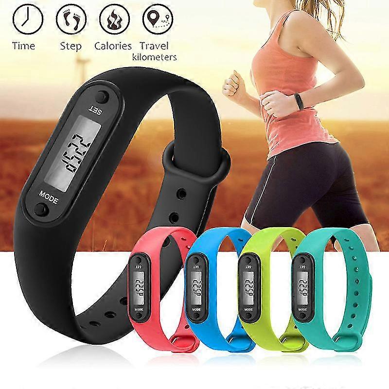 Fitness Tracker LCD Digital skritteller Walking Step Calorie Counter armbåndsur
