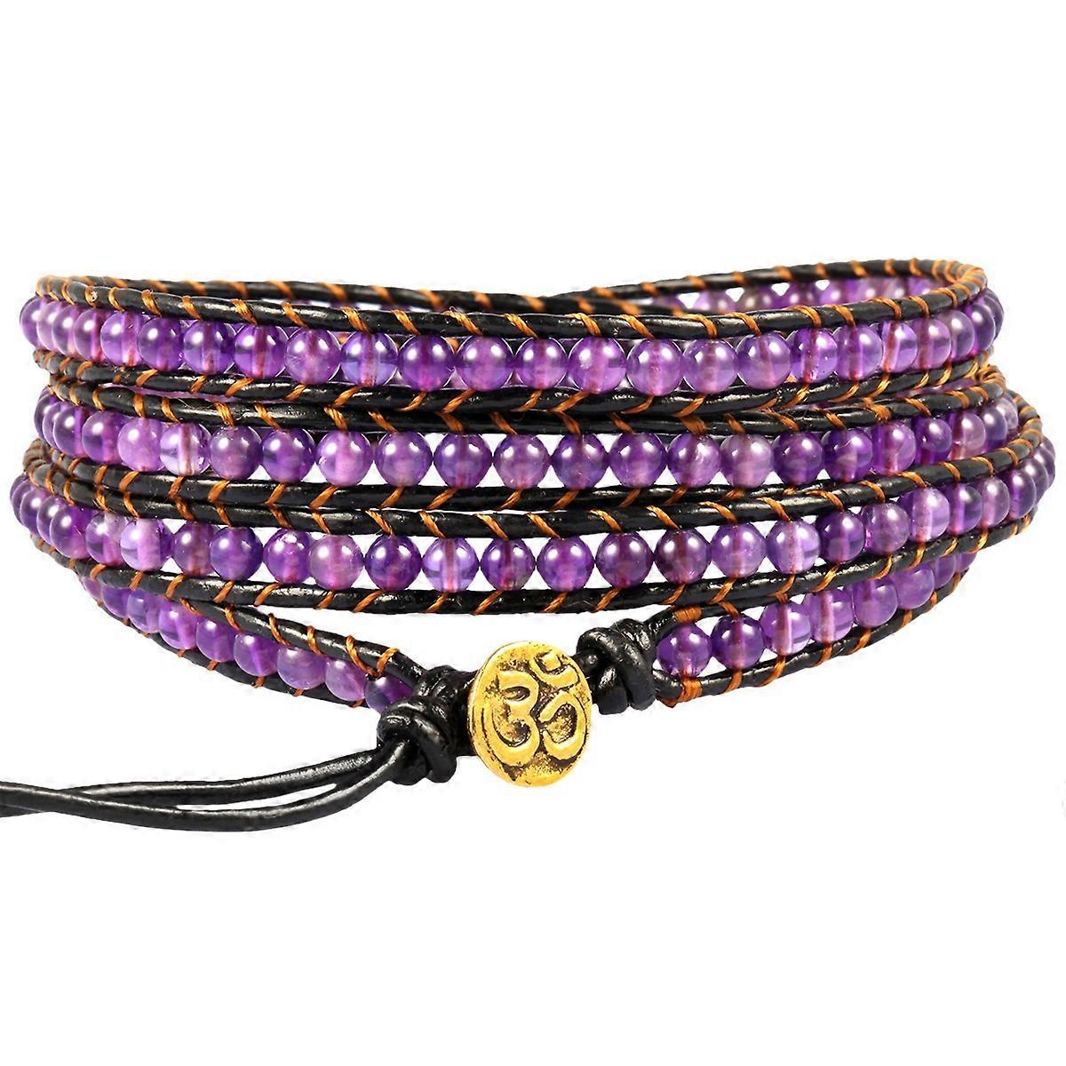 Bracelet-Purple Amethyst-Layered Charm-Bohemian Glamour