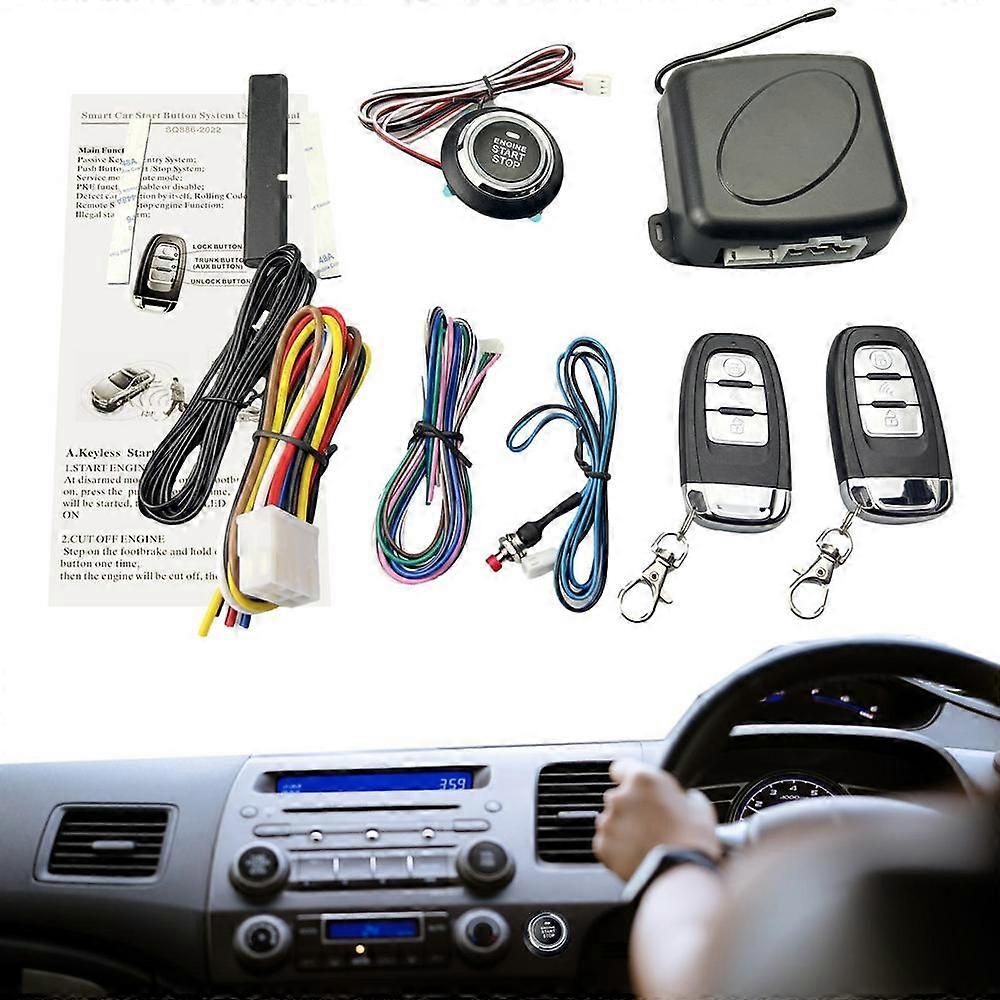 Universal less Car Key Systems Key blade Entry  Kit DC12V Auto Start Stop less Entry System Engine Push One Button Start Remote  Accessories