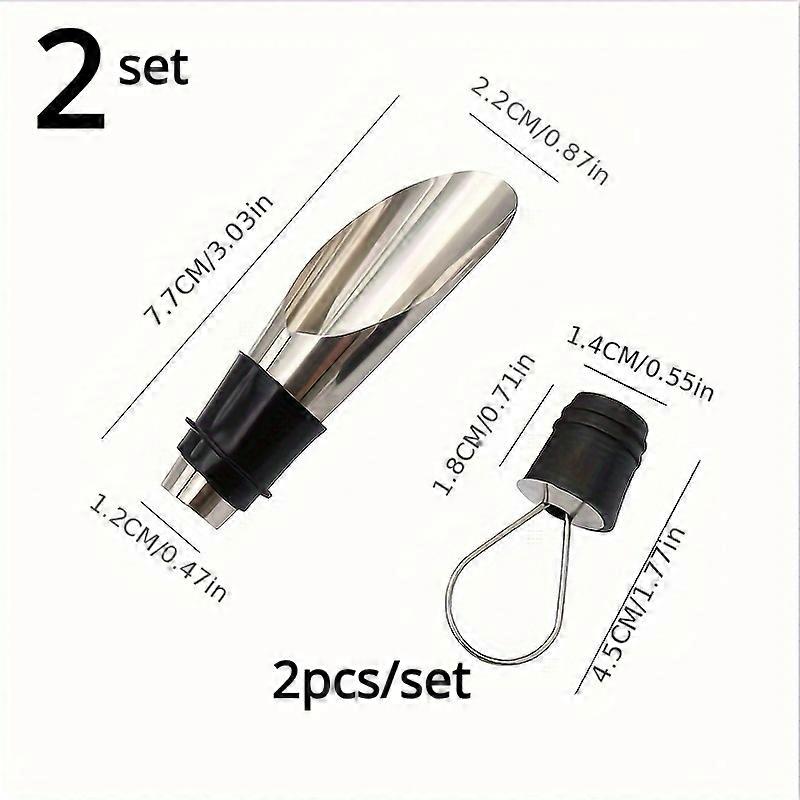 Edelstahl-Weinausgießer- und Stopfen-Set - 2er-Pack, Dual-Purpose-Barzubehör, eleganter Weinbelüfter und Dichtung für Frische