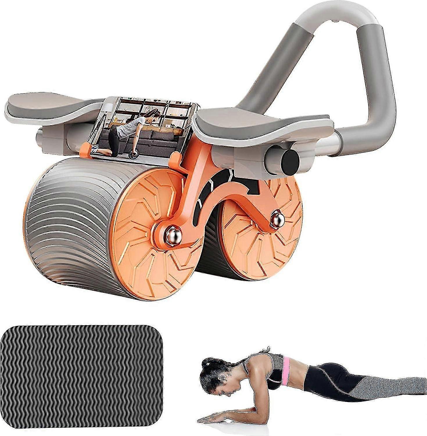 Automatic Rebound Abdominal Wheel Plank Ab Roller Wheel For Core Trainer Includes Knee Mat