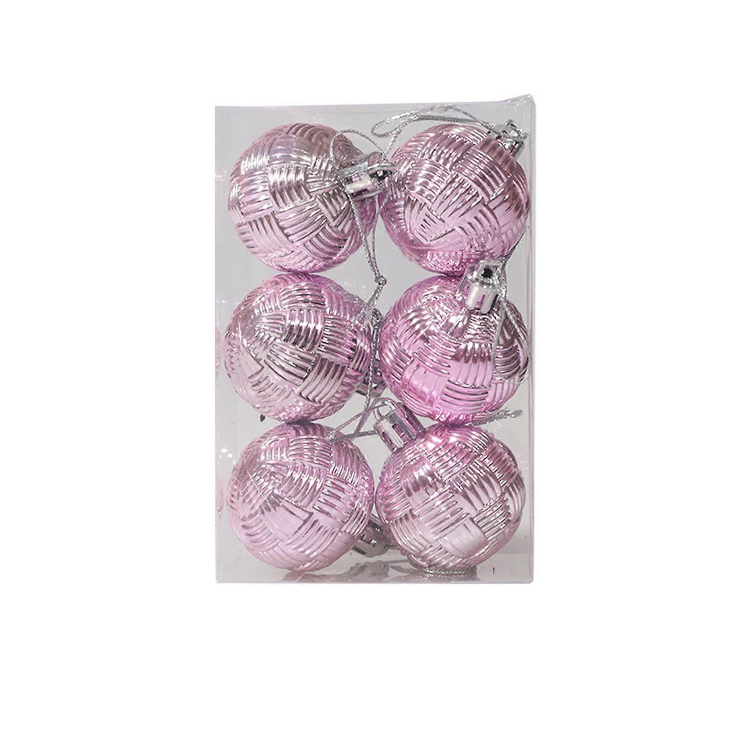 6Pcs 4CM Christmas Ball Colorful Glossy Braided Shatterproof Plastic Reusable Holiday Decoration