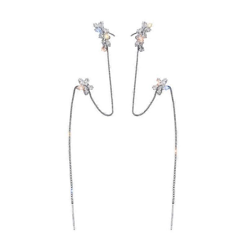 エレガントな女性用イヤリングタッセルイヤリング925シルバーニードルフラワーハンギングイヤリングイヤークリップワン