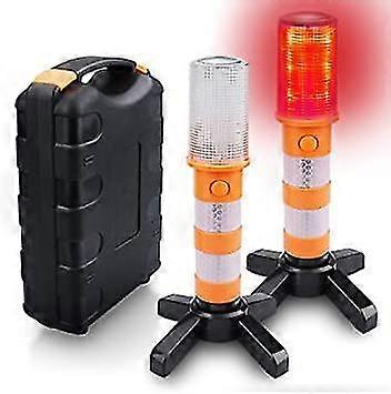 Led Warning Lights, 2 Pack Car Led Emergency Roadside Flashing Strobe Light Road Flares Warning Sticks Signal Alarm Magnetic Base
