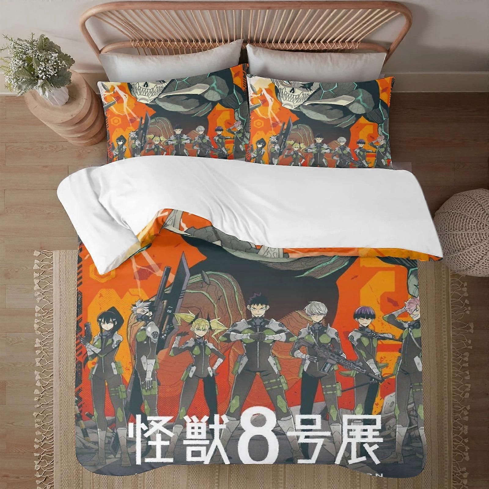 v404 Kaiju No.8 Face on print Soft Bed Set Lightweight 3 Pieces Bedding Sets for All Season Comforter Set Easy Care ol404