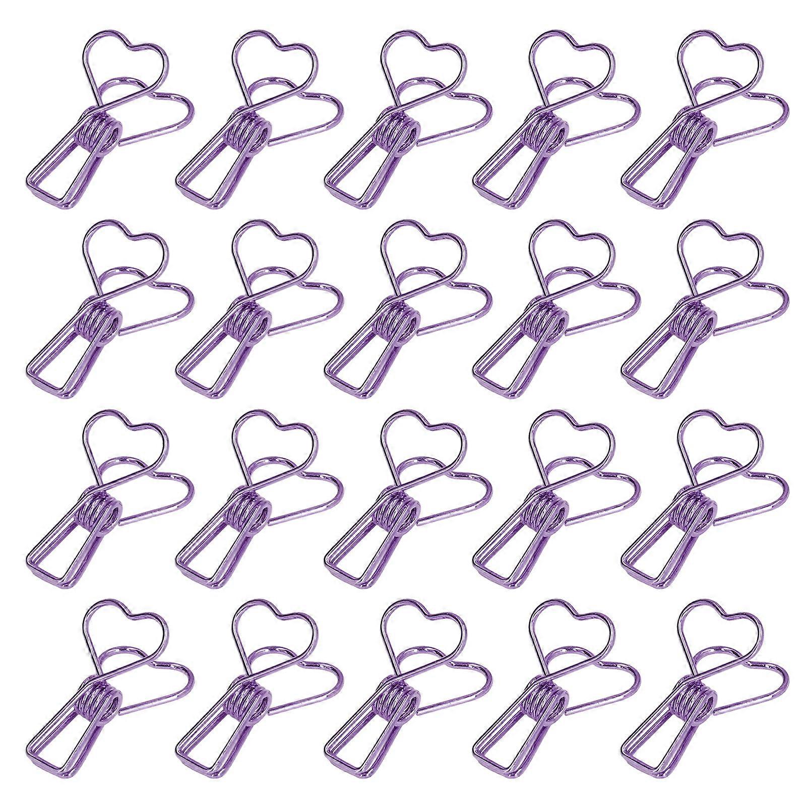 20pcs Paper Clips Elegant Style Durable Wearable Stable Reliable Small Compact Storage Tools for OfficePurple