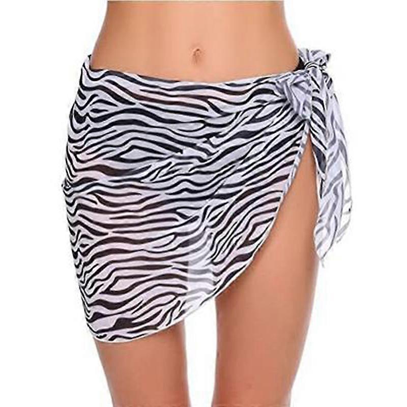Femmes Court Plage Sarongs En Mousseline De Soie De Bain Couvre Bikini Wrap Jupe Côté Ouvert Pour L’été Printemps Chaud 2 Tailles