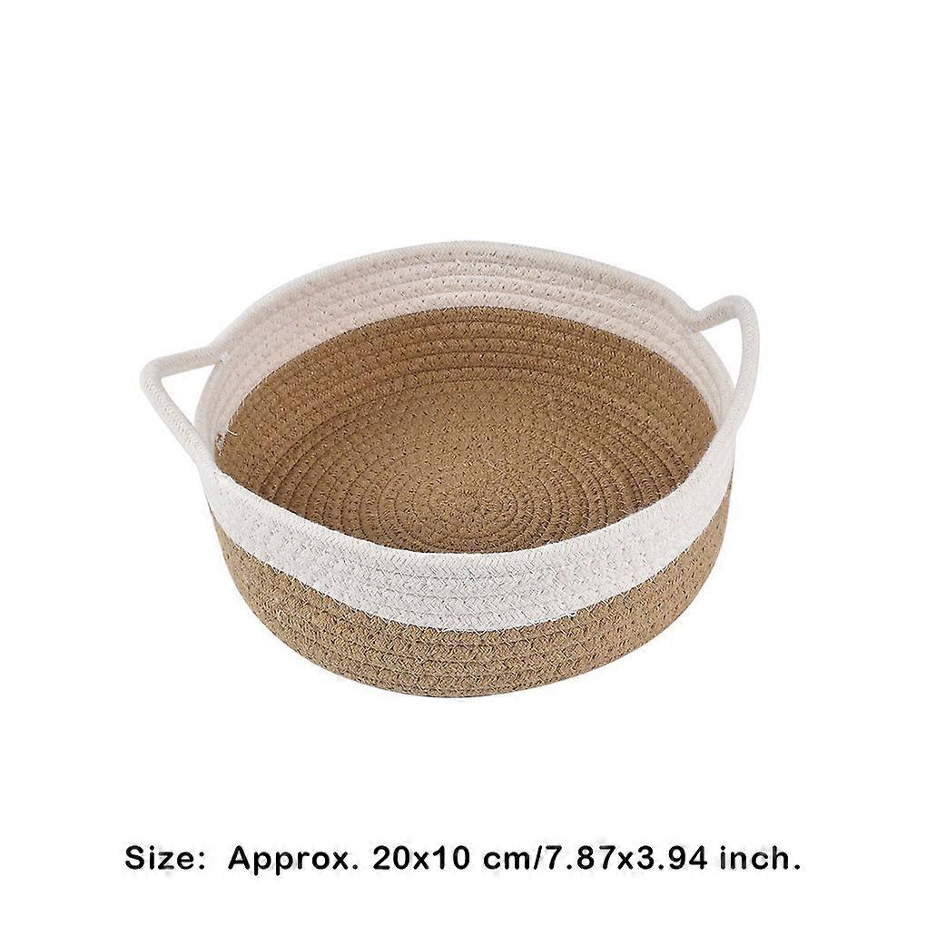 Multi-Purpose Desktop Cotton Storage Basket Space Saving Cat Ear Handle Organizer Baskets for Home School Office Desktop