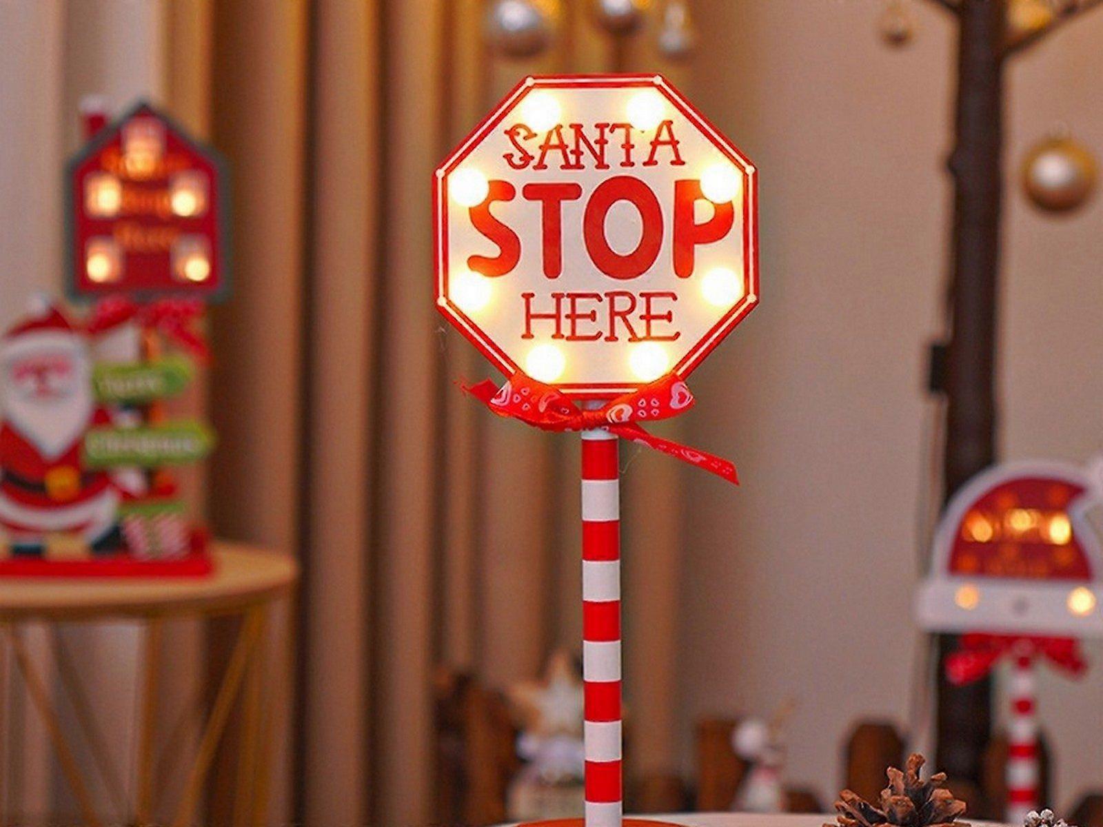 Christmas LED Road Sign Table Lamp - Octagonal