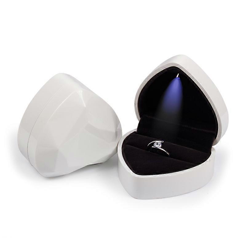 Heart Shaped Ring Box Jewelry White