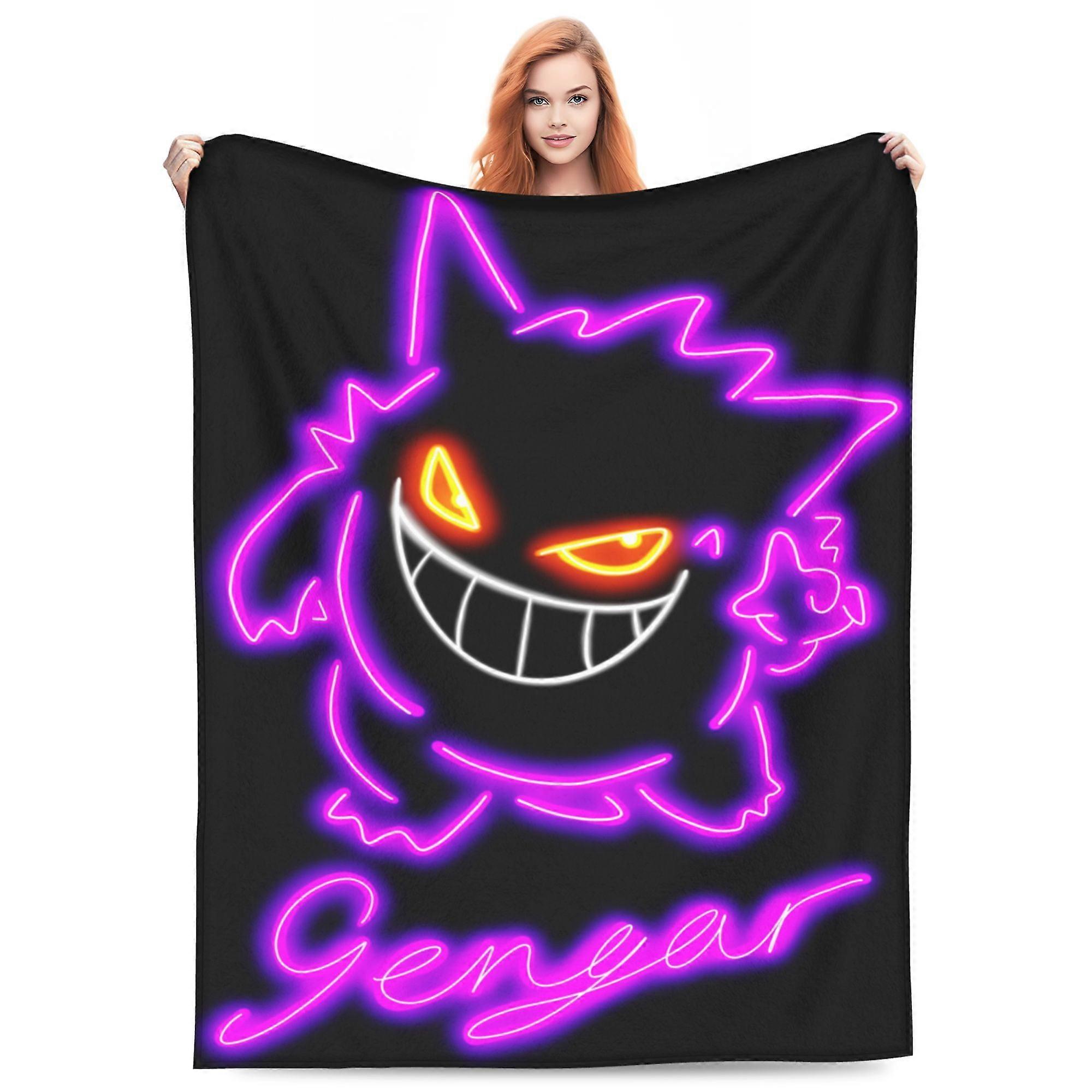 Gengar Cartoon Blanket dla dzieci Nastolatek Dorosły, Ultra Soft Przytulny Luksusowy Polarowy Koc Do Kanapy Rozkładanej Sofy, Ciepły Flahufhf59