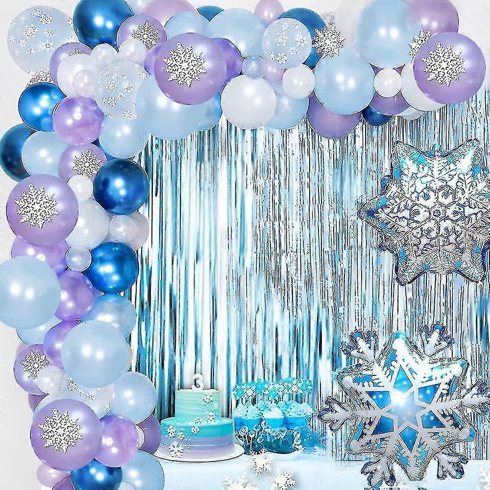 Frozen Balloons Arch Garland Kit, Frozen Birthday Balloons Frozen Party Supplies Latex Balloons Happy Birthday Snowflakes Foil Balloon Frozen Decorati