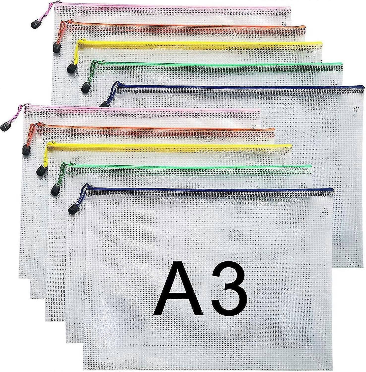 A3 Document Folder File Zipper Bags Plastic Wallets Folder (a3-10pcs)