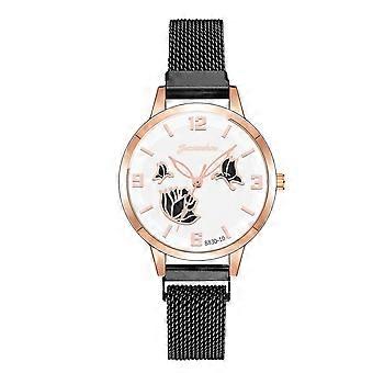 Juxiaoshou vrouwen mode horloge klok roestvrij staal casual jurk pols kristal