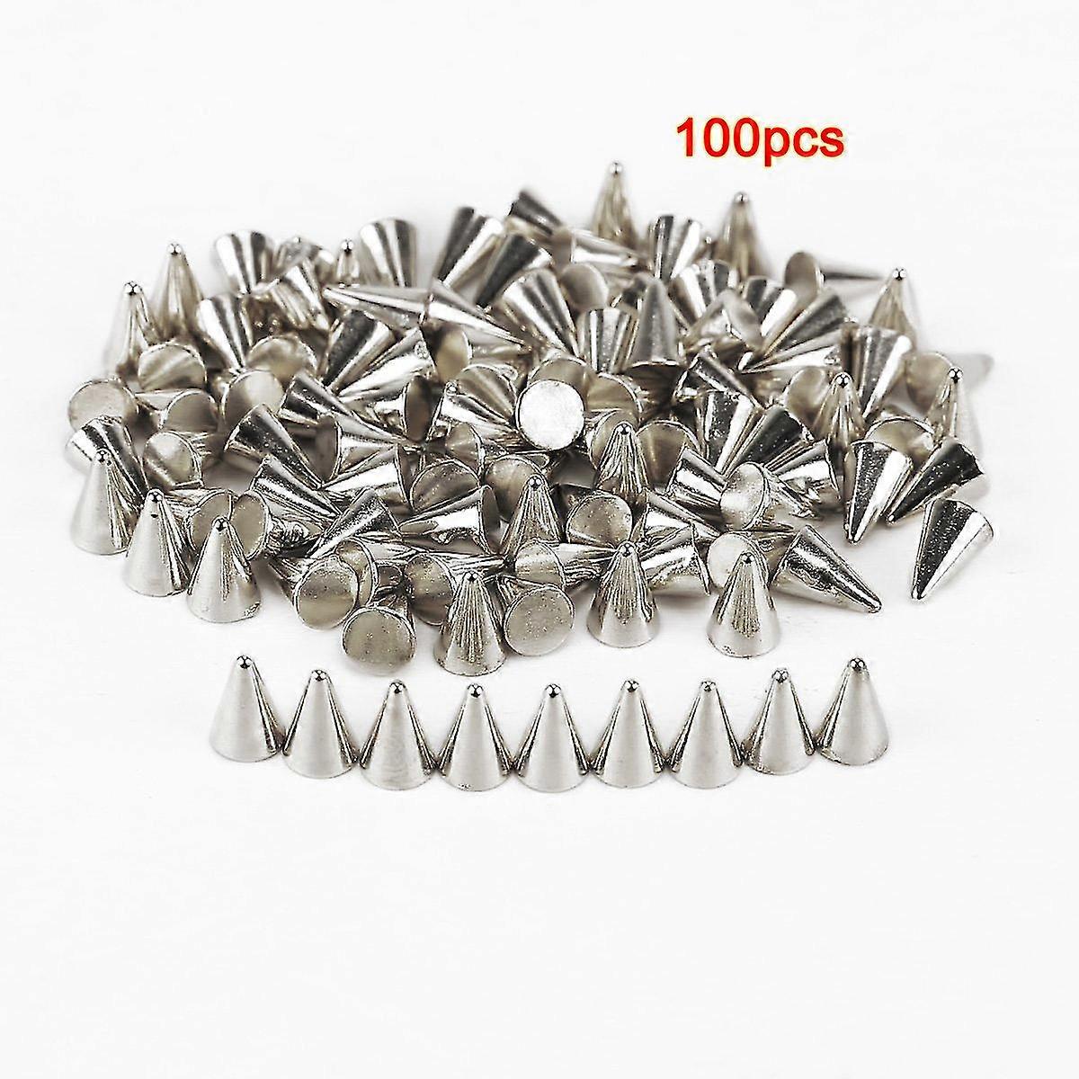 100pcspic Studs / Rivets Studs Punk Plastic 6x4mm Diy Silver