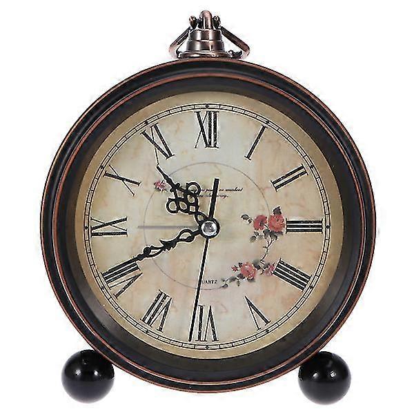 European Style Vintage Alarm Clock Creative Rustic Non-ticking Desk Alarm Clock Wall Clock (no Battery Included)