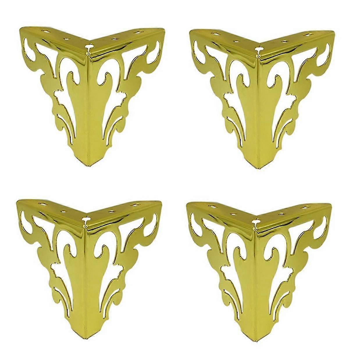 4Pcs/Set Metal Furniture Legs Hollow Feet for Sofa Chair Table Cabinet Bed DIY Accessories Openwork Furniture Feet,Gold