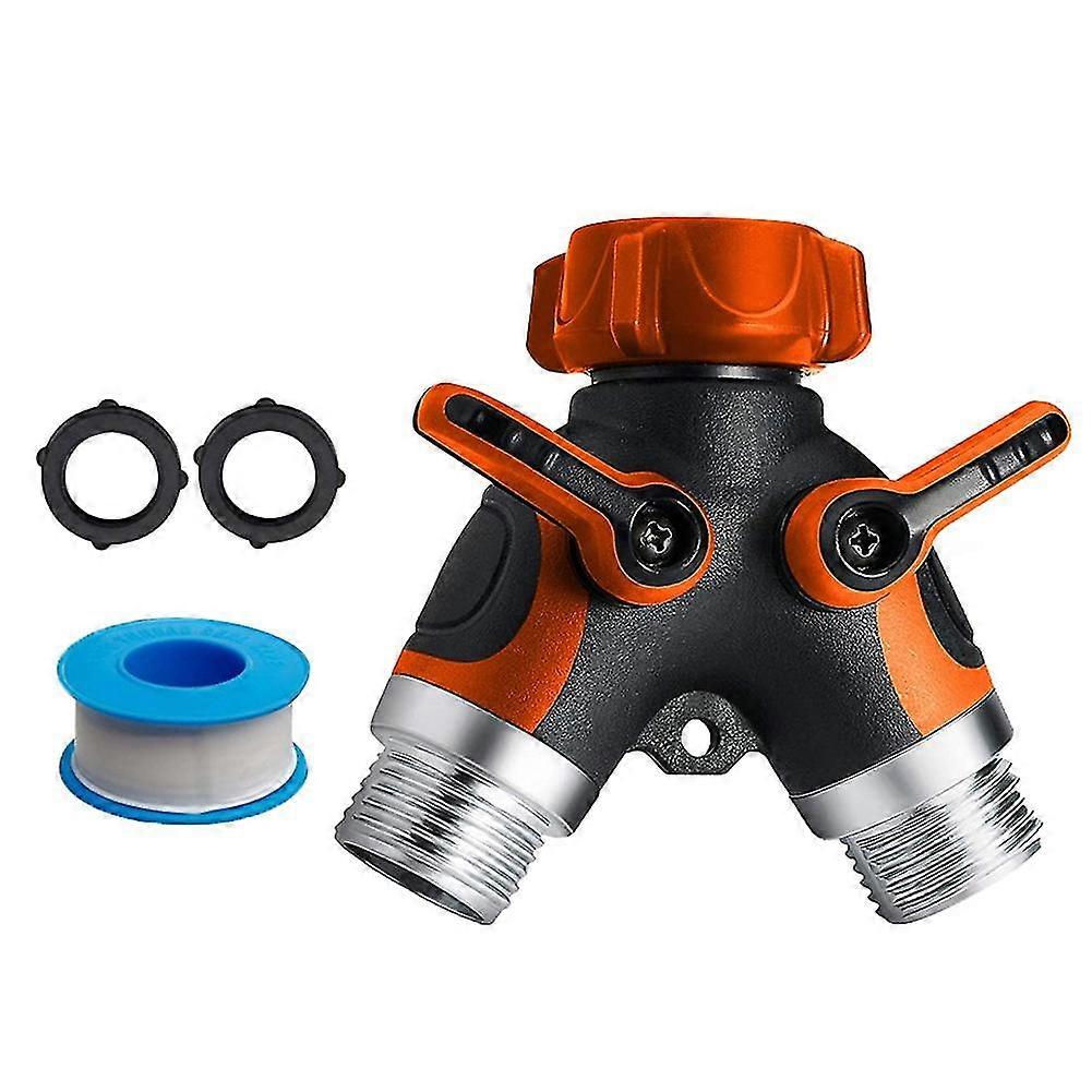 Hose Splitter 2 Way, Metal Connector, Two Way Garden Hose Splitter, High Flow Spigot Faucet Bib Ada