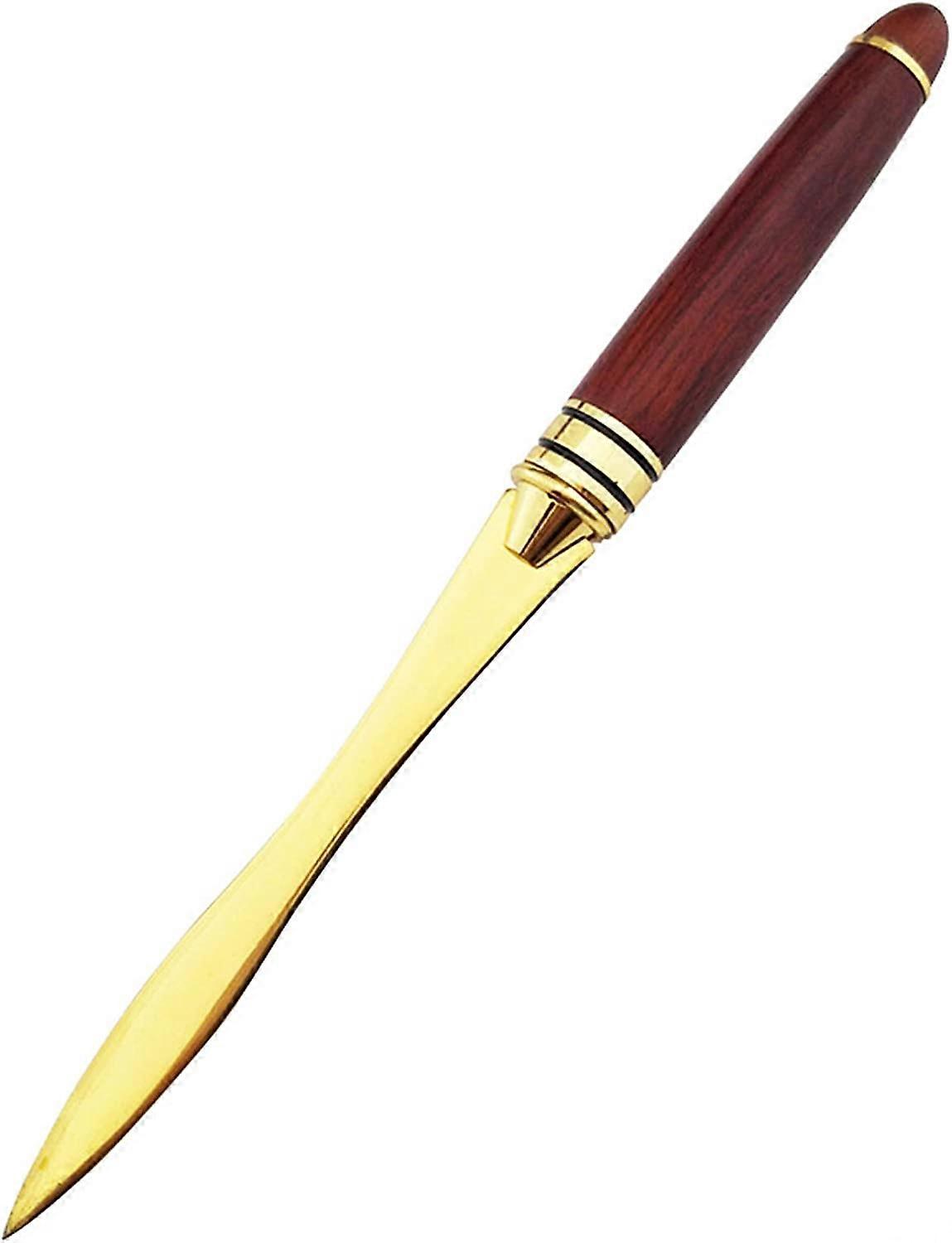 Trä Handtag Brevöppnare Rostfritt stål Kniv Split File Kuvert Brevpapper Gyllene