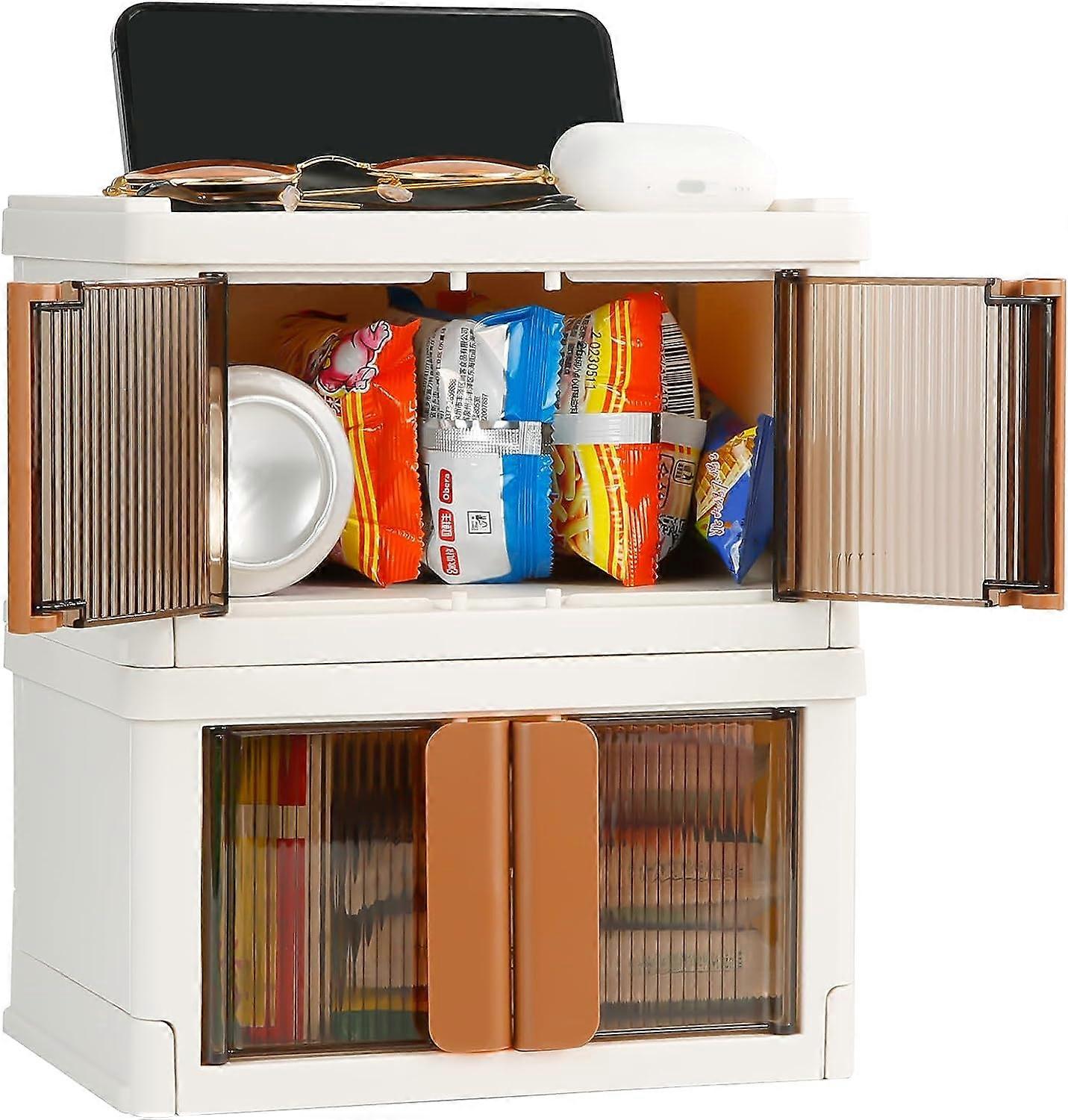 Plastic Storage Box, Foldable Plastic Storage Box, Foldable Plastic Storage Box with Lid for Bedroom, Office - Practical & Space Saving - 22x15.5x13cm