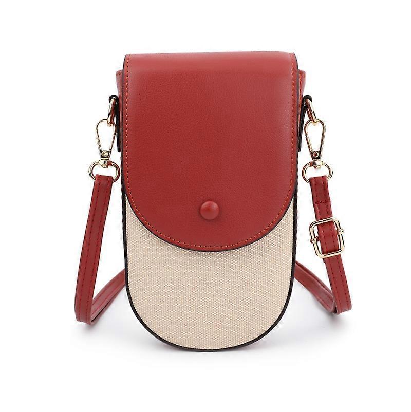 Mobile Phone Bag - Contrast Color Mini Shoulder Bag, Adjustable, Red One Piece