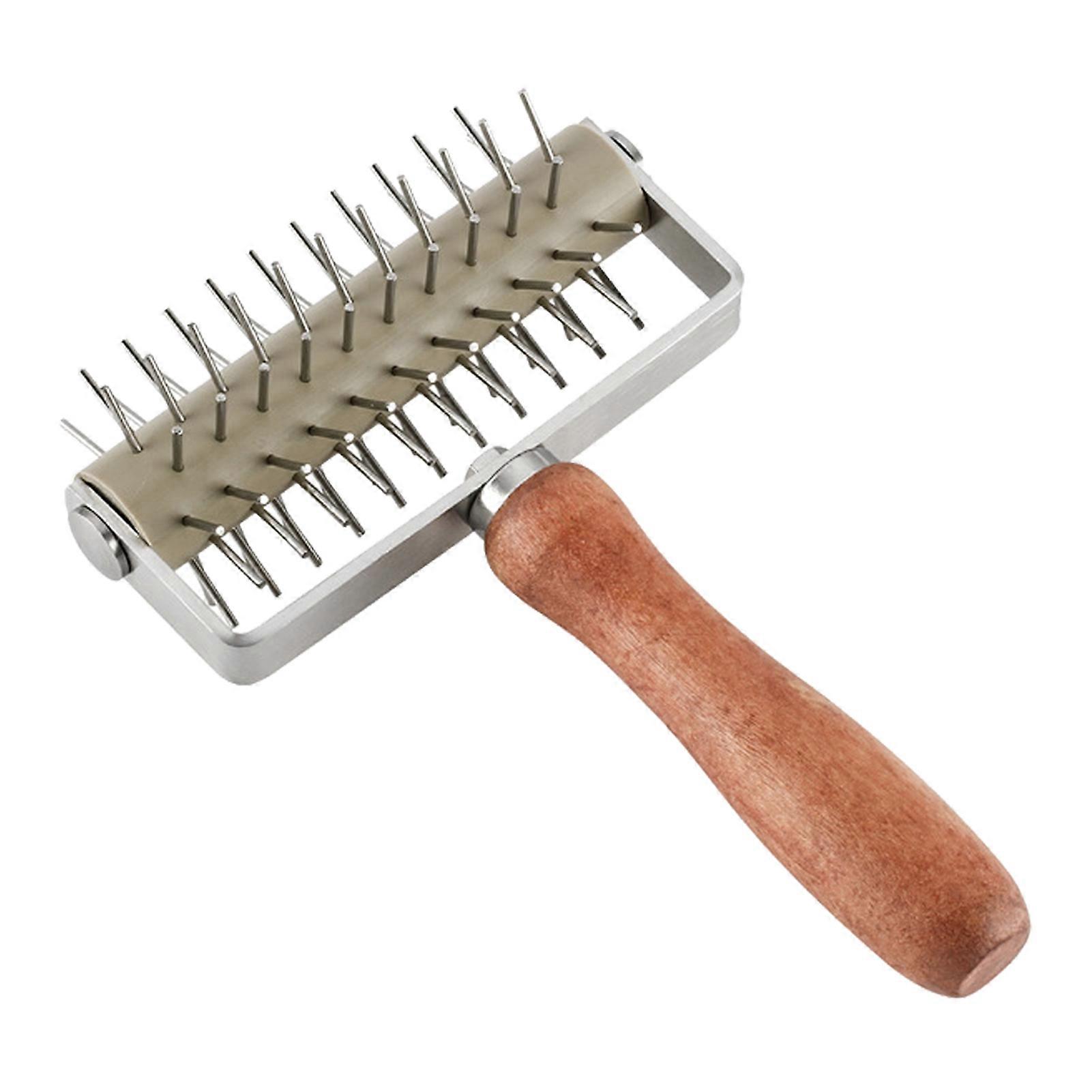Pizza Needle Roller Non-stick Labor-saving Wood Tasty Bread Pastry Hole Puncher for Baking KAESI